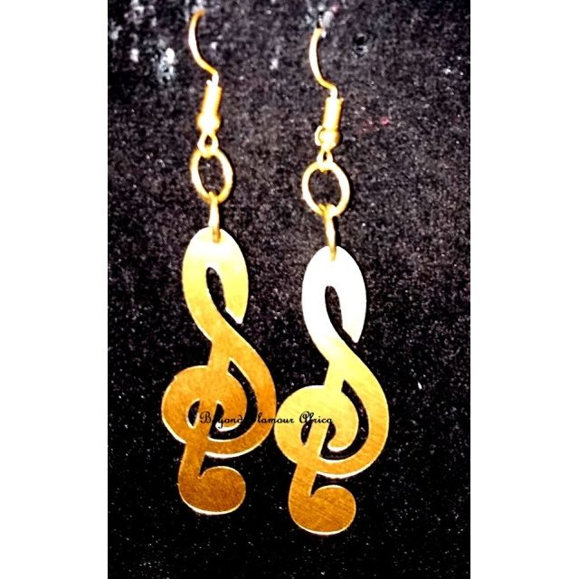 Ladies Musical Notes Brass earrings