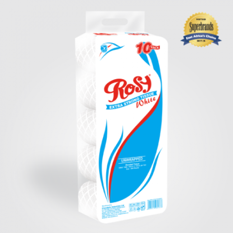 Rosy 2 Ply Unwrapped White Toilet Tissue - 10 Pack