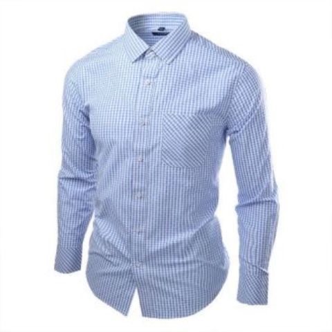 Fashion Men's Classic Fit Long Sleeve Cotton Plaid Shirt