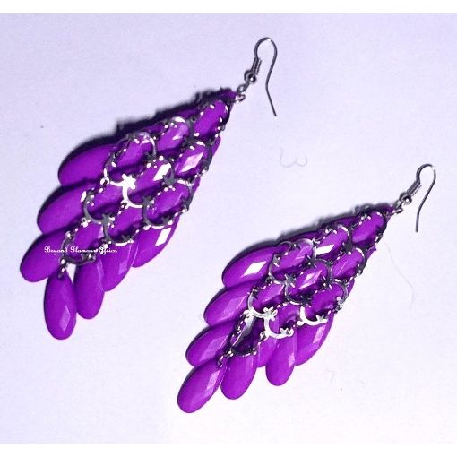 Womens Purple Crystal chandelier earrings