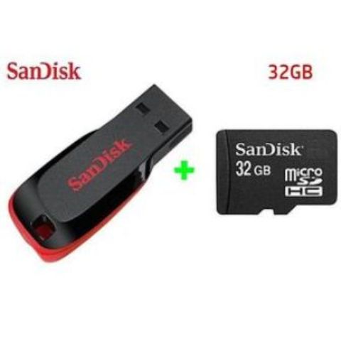 Sandisk 32GB Memory Card + 32GB Flash Disk USB Flash Drive