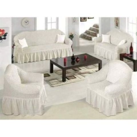 Fashion Cream White Sofa Covers Stretchable Fits All Designs 3,2,1,1