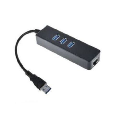 3 Port USB 3.0 Hub with Ethernet High Speed Multi-function RJ45 Gigabit Ethernet Adapter LAN Wired Network Converter for Laptop, PC and Tablet
