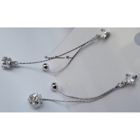 Ladies Silver plated Double dangle earrings