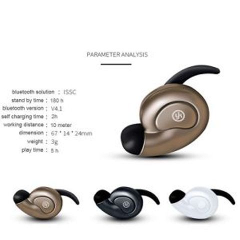 Mini Wireless Bluetooth 3.0 Stereo In-Ear Headset Earphone Earpiece Universal – Brown
