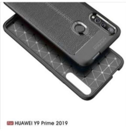 Autofocus Luxury Litchi Texture Silicone TPU Back Cover for Huawei Y9 Prime  Black