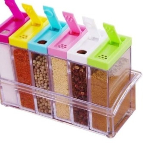 6 Pcs Kitchen Spice Shaker Seasoning Set Storage Box