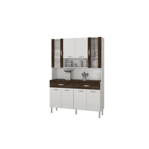 KITS PARANA Kitchen Cabinet With 8 Doors ( 197-8886 ) - White,Dark Brown