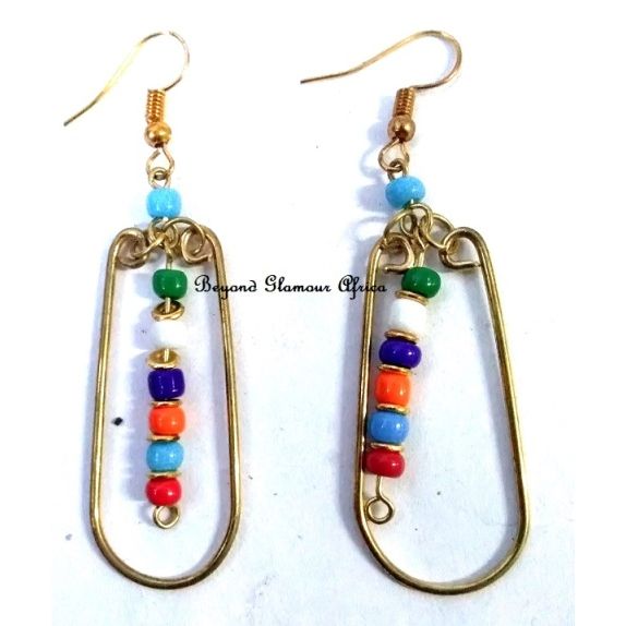 Ladies Multi Colored Beaded Brass earrings