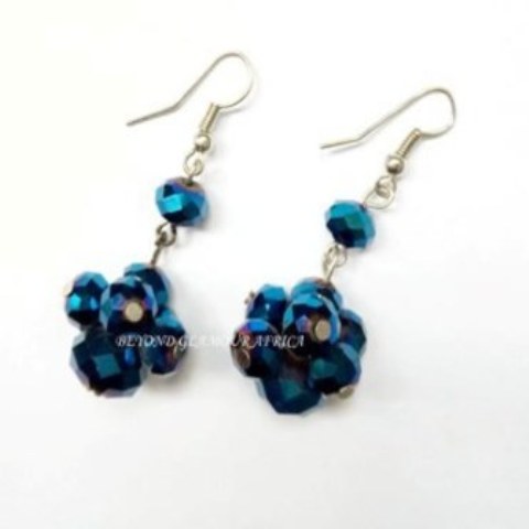 Ladies Blue crystal chandelier earrings