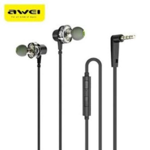 Dual Drivers Wired In-ear Earphone Deep Bass Stereo with Mic - BLACK