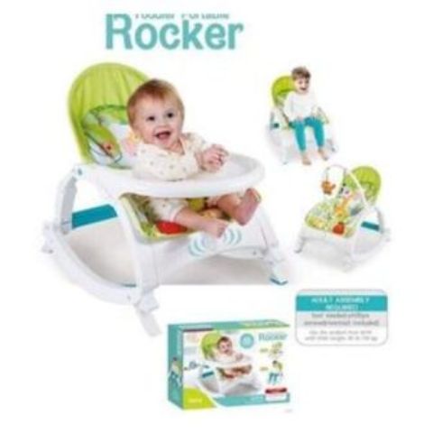 2 in 1 Baby Rocker / Dining set - Green and White.