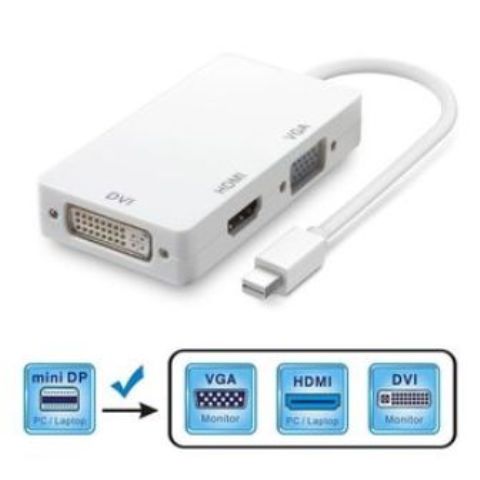 Mini Displayport Adapter, 3 in 1 Mini DP to HDMI DVI VGA Adapter Converter (Thunderbolt Compatible) for Mac Book, Mac Book Pro, iMac 21.5/27 inch, Mac Book Air