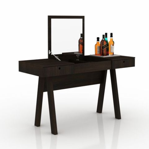 Tecno Mobili DRESSING TABLE WITH 2 DRAWERS AND PULL-UP MIRROR - Tobacco