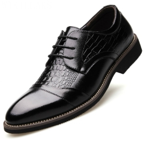 Black Formal Leather Rubber Sole Men Official Shoe