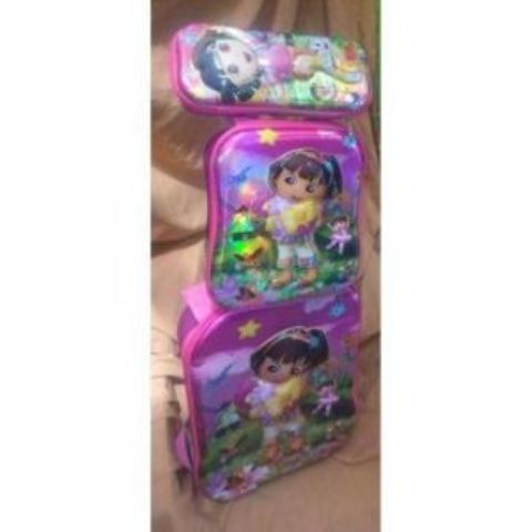 Trolley School bags Girl Child Removable Backpack with Wheels and lunch box and pencil porch