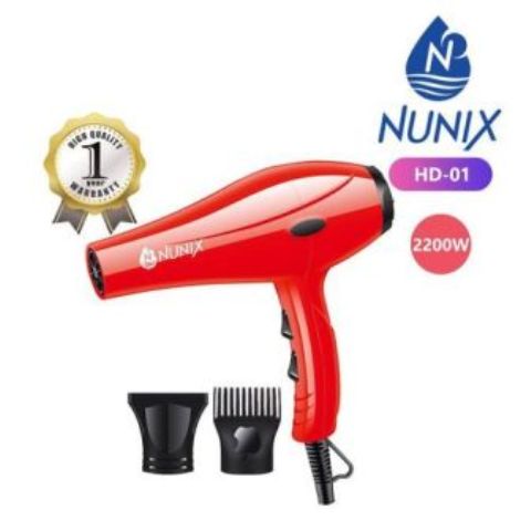 Nunix HD-01 2200W Blow Dry Hair Dryer - Red