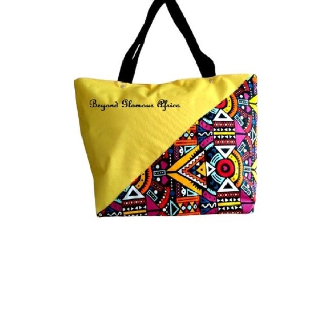 Womens Yellow ankara canvas handbag