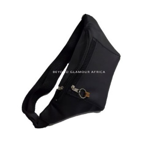 Black Unisex Genuine Leather Waist bag