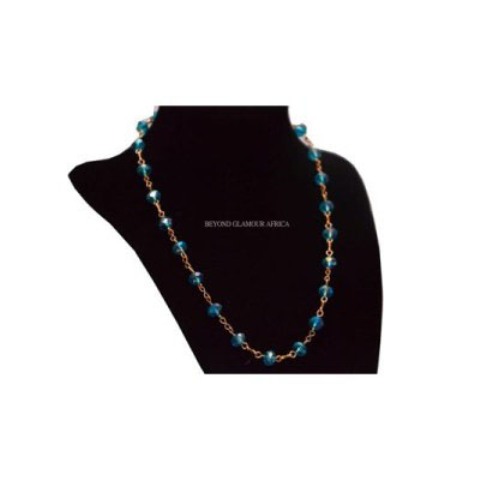 Ladies Blue metallic crytsal necklace