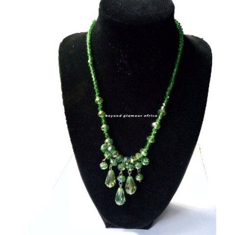 Ladies Green pendant crytsal necklace
