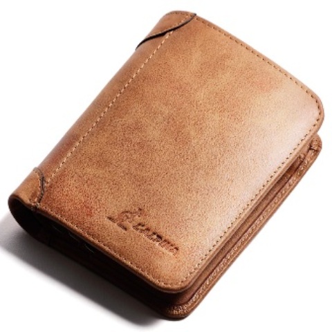 Genuine Leather Men Pocket Wallet Valentine Gifts Brown