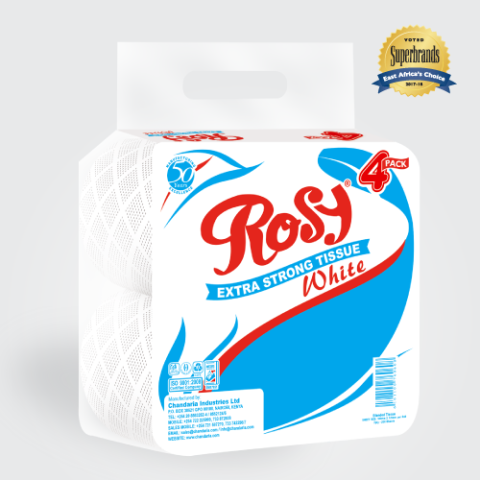Rosy 2 Ply Unwrapped White Toilet Tissue 4 Pack