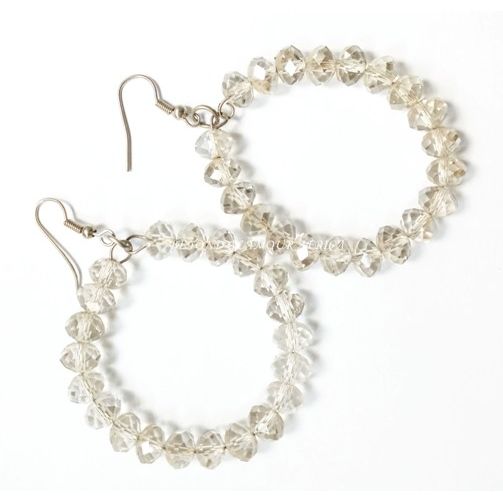 Ladies Crystal White Loop Earrings
