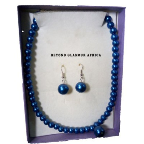 Ladies Blue pearl jewelry set